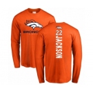 Football Denver Broncos #22 Kareem Jackson Orange Backer Long Sleeve T-Shirt