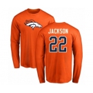 Football Denver Broncos #22 Kareem Jackson Orange Name & Number Logo Long Sleeve T-Shirt