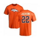 Football Denver Broncos #22 Kareem Jackson Orange Name & Number Logo T-Shirt