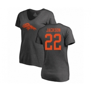 Football Women's Denver Broncos #22 Kareem Jackson Ash One Color T-Shirt
