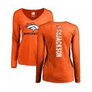 Football Women's Denver Broncos #22 Kareem Jackson Orange Backer Long Sleeve T-Shirt