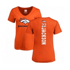 Football Women's Denver Broncos #22 Kareem Jackson Orange Backer T-Shirt
