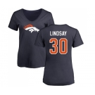 NFL Women's Nike Denver Broncos #30 Phillip Lindsay Navy Blue Name & Number Logo T-Shirt