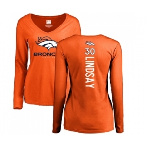 NFL Women's Nike Denver Broncos #30 Phillip Lindsay Orange Backer Long Sleeve T-Shirt