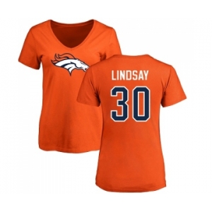 NFL Women's Nike Denver Broncos #30 Phillip Lindsay Orange Name & Number Logo T-Shirt