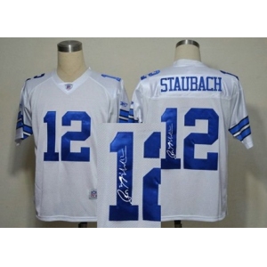 Dallas Cowboys 12# Roger Staubach Blue Throwback Jersey(Signed)