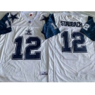 Men's Dallas Cowboys #12 Roger Staubach White Throwback Stitched Football Jersey