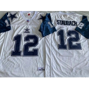 Men's Dallas Cowboys #12 Roger Staubach White Throwback Stitched Football Jersey