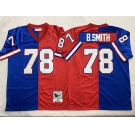 Men's Buffalo Bills #78 Bruce Smith Blue Red Splite Throwback Stitched Jersey