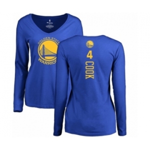 NBA Women's Nike Golden State Warriors #4 Quinn Cook Royal Blue Backer Long Sleeve T-Shirt