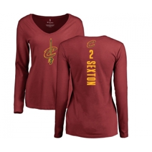 NBA Women's Nike Cleveland Cavaliers #2 Collin Sexton Maroon Backer Long Sleeve T-Shirt