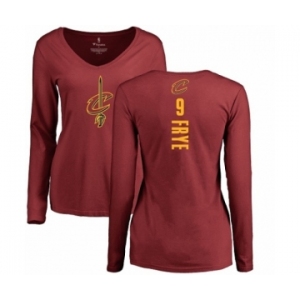 NBA Women's Nike Cleveland Cavaliers #9 Channing Frye Maroon Backer Long Sleeve T-Shirt
