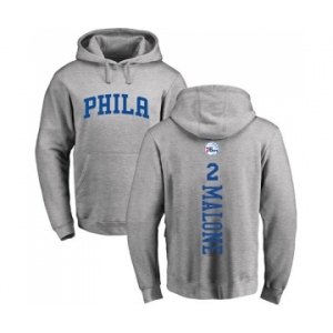 NBA Nike Philadelphia 76ers #2 Moses Malone Ash Backer Pullover Hoodie