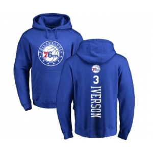 NBA Nike Philadelphia 76ers #3 Allen Iverson Royal Blue Backer Pullover Hoodie