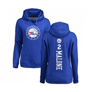 NBA Women's Nike Philadelphia 76ers #2 Moses Malone Royal Blue Backer Pullover Hoodie