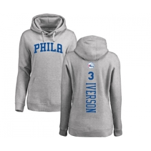 NBA Women's Nike Philadelphia 76ers #3 Allen Iverson Ash Backer Pullover Hoodie