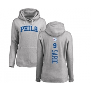 NBA Women's Nike Philadelphia 76ers #9 Dario Saric Ash Backer Pullover Hoodie