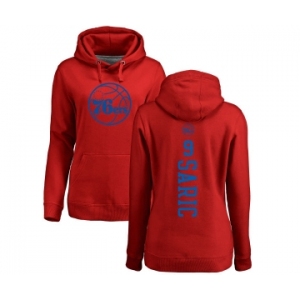 NBA Women's Nike Philadelphia 76ers #9 Dario Saric Red One Color Backer Pullover Hoodie