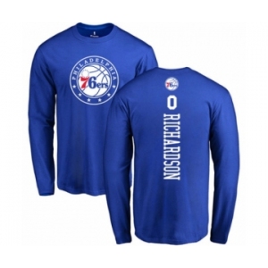 Basketball Philadelphia 76ers #0 Josh Richardson Royal Blue Backer Long Sleeve T-Shirt