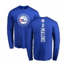 NBA Nike Philadelphia 76ers #2 Moses Malone Royal Blue Backer Long Sleeve T-Shirt