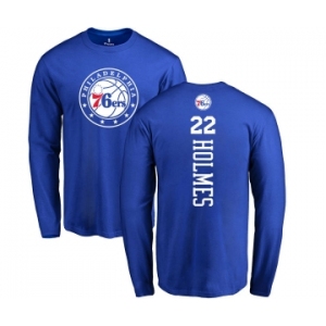 NBA Nike Philadelphia 76ers #22 Richaun Holmes Royal Blue Backer Long Sleeve T-Shirt