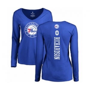 Basketball Women's Philadelphia 76ers #0 Josh Richardson Royal Blue Backer Long Sleeve T-Shirt