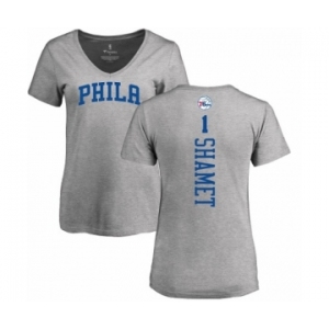 NBA Women's Nike Philadelphia 76ers #1 Landry Shamet Ash Backer T-Shirt