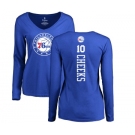 NBA Women's Nike Philadelphia 76ers #10 Maurice Cheeks Royal Blue Backer Long Sleeve T-Shirt