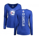 NBA Women's Nike Philadelphia 76ers #13 Wilt Chamberlain Royal Blue Backer Long Sleeve T-Shirt