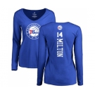 NBA Women's Nike Philadelphia 76ers #14 Shake Milton Royal Blue Backer Long Sleeve T-Shirt