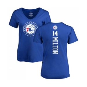 NBA Women's Nike Philadelphia 76ers #14 Shake Milton Royal Blue Backer T-Shirt