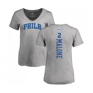 NBA Women's Nike Philadelphia 76ers #2 Moses Malone Ash Backer T-Shirt
