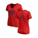 NBA Women's Nike Philadelphia 76ers #2 Moses Malone Red One Color Backer Slim-Fit V-Neck T-Shirt