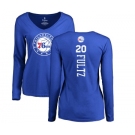 NBA Women's Nike Philadelphia 76ers #20 Markelle Fultz Royal Blue Backer Long Sleeve T-Shirt