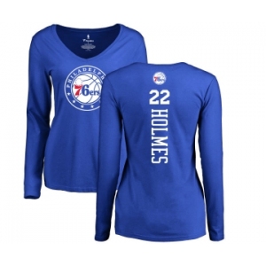 NBA Women's Nike Philadelphia 76ers #22 Richaun Holmes Royal Blue Backer Long Sleeve T-Shirt