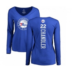 NBA Women's Nike Philadelphia 76ers #22 Wilson Chandler Royal Blue Backer Long Sleeve T-Shirt