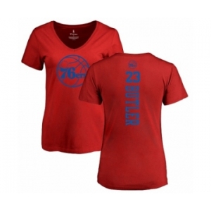 NBA Women's Nike Philadelphia 76ers #23 Jimmy Butler Red One Color Backer Slim-Fit V-Neck T-Shirt