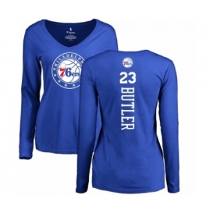 NBA Women's Nike Philadelphia 76ers #23 Jimmy Butler Royal Blue Backer Long Sleeve T-Shirt