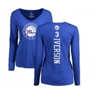 NBA Women's Nike Philadelphia 76ers #3 Allen Iverson Royal Blue Backer Long Sleeve T-Shirt