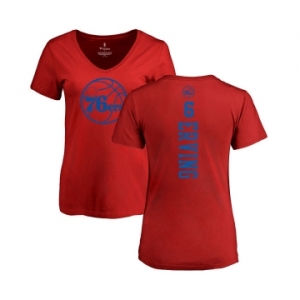 NBA Women's Nike Philadelphia 76ers #6 Julius Erving Red One Color Backer Slim-Fit V-Neck T-Shirt