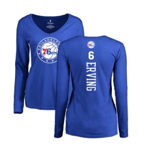 NBA Women's Nike Philadelphia 76ers #6 Julius Erving Royal Blue Backer Long Sleeve T-Shirt