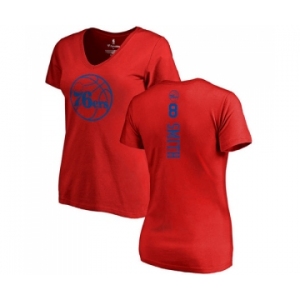 NBA Women's Nike Philadelphia 76ers #8 Zhaire Smith Red One Color Backer Slim-Fit V-Neck T-Shirt