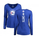 NBA Women's Nike Philadelphia 76ers #8 Zhaire Smith Royal Blue Backer Long Sleeve T-Shirt