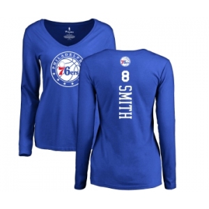 NBA Women's Nike Philadelphia 76ers #8 Zhaire Smith Royal Blue Backer Long Sleeve T-Shirt