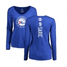 NBA Women's Nike Philadelphia 76ers #9 Dario Saric Royal Blue Backer Long Sleeve T-Shirt