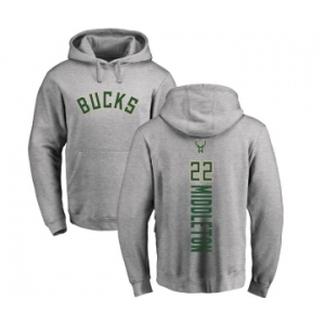 NBA Nike Milwaukee Bucks #22 Khris Middleton Ash Backer Pullover Hoodie