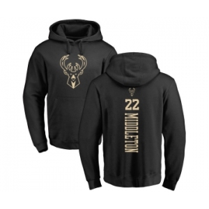 NBA Nike Milwaukee Bucks #22 Khris Middleton Black One Color Backer Pullover Hoodie