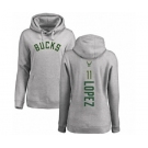 NBA Women's Nike Milwaukee Bucks #11 Brook Lopez Ash Backer Pullover Hoodie