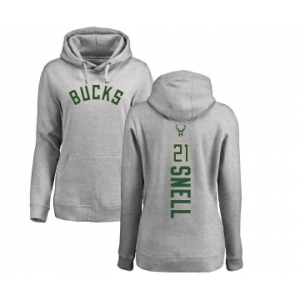 NBA Women's Nike Milwaukee Bucks #21 Tony Snell Ash Backer Pullover Hoodie