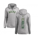 NBA Women's Nike Milwaukee Bucks #22 Khris Middleton Ash Backer Pullover Hoodie